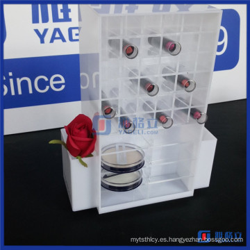 Personalizado blanco y rosa color giratorio acrílico lápiz labial Display Stand